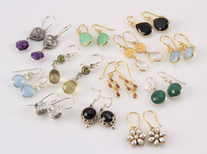 Parti ørehængere i sterlingsølv og forgyldt sterlingsølv