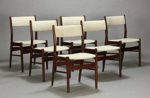 Dansk møbelproducent. Spisestole, teak  uld 6