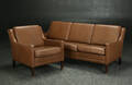 Tre-pers. sofa samt lænestol, læder 2