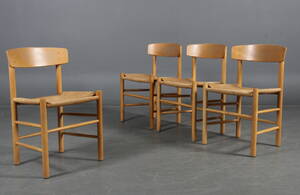 Børge Mogensen. Sæt på fire Folkestolen stole  shakerstole, bøg. 4