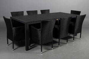 Havemøbelsæt. Otte armstole samt artwood bord. 9 