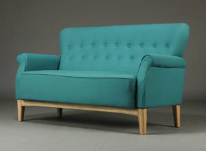2-pers. sofa, blågrøn møbelstof