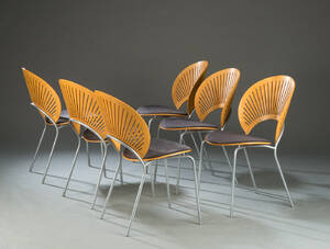 Nanna Ditzel. Et sæt på seks Trinidad stole i bøg, model 3298 6