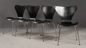 Arne Jacobsen, Vier Stühle Modell 3107 für Fritz Hansen 4
