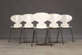  Arne Jacobsen, Myren, hvidlakeret spisestole 6  Denne vare er sat til omsalg under nyt varenummer 4462427