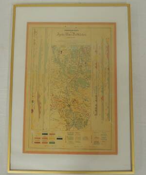 Geologisk Karta Fyrisåns Dalbäcken 71x51cm Upprättad 1856