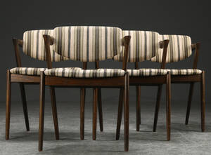 Kai Kristiansen. Sæt på fire stole af eg, model 42 4