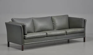 3 pers. sofa med grønt læderbetræk, 1970erne