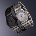 Omega Constellation. Dameur i 18 kt. guld og stål med perlemorsskive og brillanter, ca. 1998