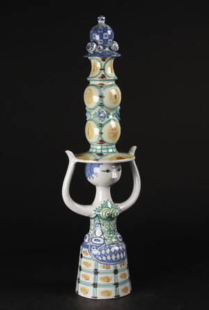 Bjørn Wiinblad, kvindefigur, glaseret lertøj.