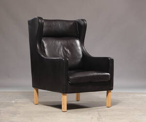 Hurup, lænestol, sort læder