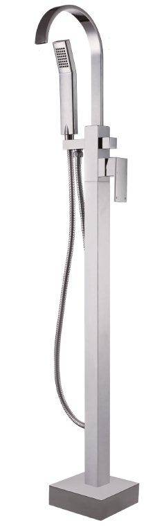 Fritstående brusearmetur til badekar i forkromet messing