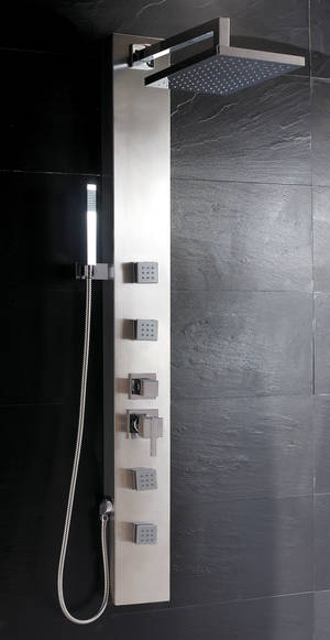 Brusersæt i rustfrit stål med 4 massagedyser