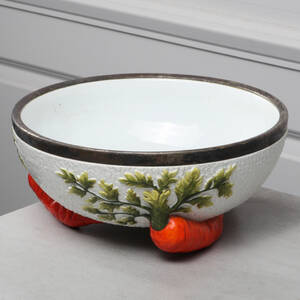 SERVERINGSSKÅL, porslin med metallkant