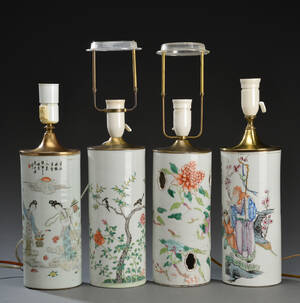 Fire kinesiske bordlamper af porcelæn, 1900-tallet 4 Denne vare er sat til omsalg under nyt varenummer 4653074
