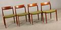 N.O. Møller. Fire stole af teak med fletsæder. Model 77 4