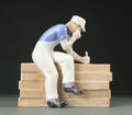 Figur af porcelæn, dekoreret i underglasur, Tømrer nr. 2339