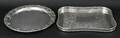 Serveringsbrickor 2st, nysilver, bl.a. England