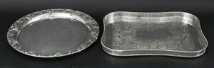 Serveringsbrickor 2st, nysilver, bl.a. England