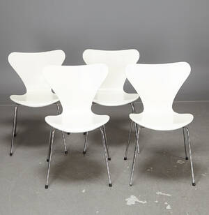 Arne Jacobsen, Fritz Hansen, stolar 3107 Sjuan 4 st Denna vara har satts till omförsäljning under nytt varunummer4452312
