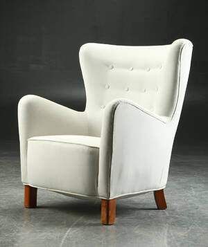 Fritz Hansen. Overpolstret lænestol, 1940erne