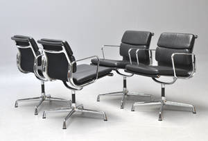 Charles Eames. Sæt på fire Soft Pad armstole, Model EA-208 4