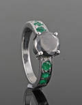 Emerald  black diamond ring approx. 1.80ct