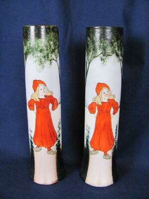 PARVASER I SK MÅLAD FLUSS CA 1890 H 39 CM