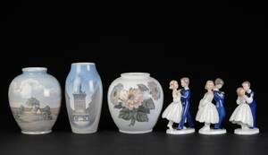 Royal Copenhagen og Bing  Grøndahl. En samling figurer og vaser af porcelæn 6