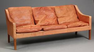 Børge Mogensen. Tre-pers. sofa, læder, model 2209
