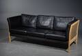 3-pers. sofa, sort læder  bøg