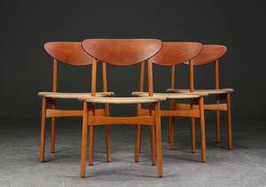 Fire stole, eg og teak, dansk møbelproducent 4