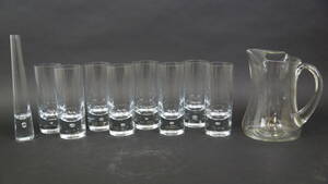 Vattenkaraff, 8 st drickaglass samt vas med droppeluftbubbla