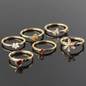 Christina watches, 6 ringe i forgyldt sterling sølv6