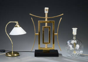 Tre bordlamper af glas og messing 3