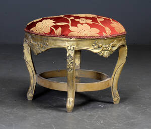 Bænk  puf af guldbemalet træ