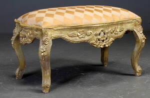 Bænk  puf af guldbemalet træ