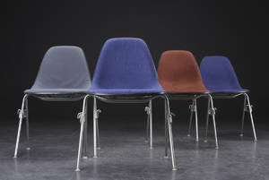 Charles Eames. Sæt på fire skalstole, model DSS 4