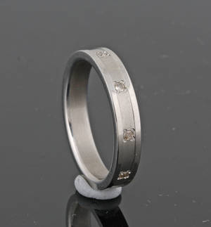 Stainless steel diamond ring approx. 0.15ct