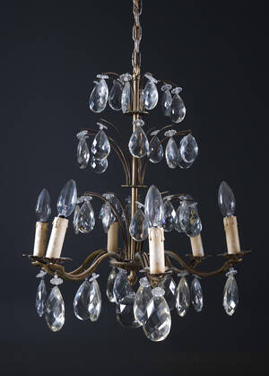 Takkrona med prismor, barockstil, 1900-tal.