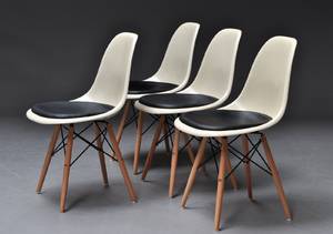 Charles Eames. Sæt på fire skalstole, model DSW  4
