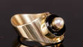 Dansk design. Vintage ring 14 kt. guld med onyx og perle 