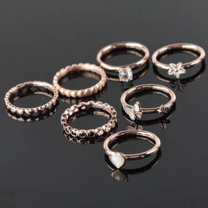 Christina watches, 6 ringe i Rosa forgyldt sterling sølv