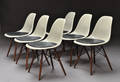 Charles Eames. Sæt på seks Vintage skalstole, model DSW. Nybetrukket med sort læder 6