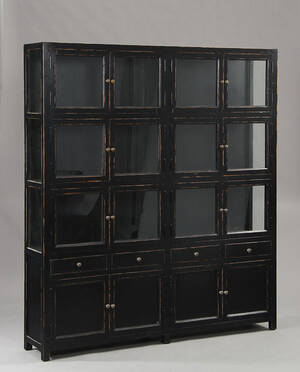 Stort vitrineskab, sort antikbemaling Denne vare er sat til omsalg under nyt varenummer 4275648