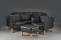 Dansk møbelproducent. Sofasæt, sort læder 4