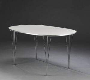 Piet Hein. Spisebord, hvid laminat 135 x 90 cm