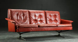 Tre-pers. sofa med shakerstel, læder, 1960erne