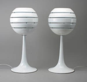 Par Manhattan bordlamper, hvidlakeret aluminium 2