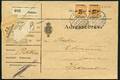 AFA 91 1918. Provisorium, 2729 Øre, orange par på Adressebrev for 1 pakke med opkrævning  sendt fra ØLSTYKKE 8.10.1918 til HADSUND 